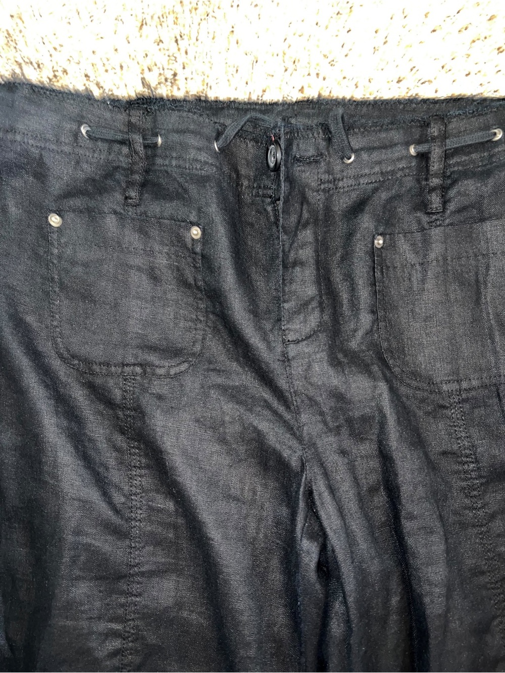 INC International Concepts Black Linen-Blend Chinos